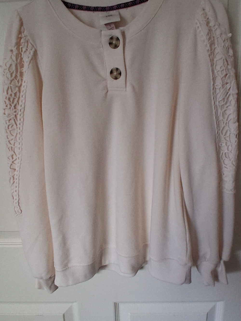 Knox Rose Lace Sleeve Long Sleeve Top Pink Small